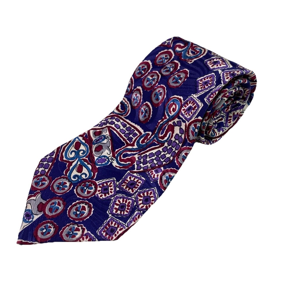 Como Collezione Men Blue,Red,Purple&White 100% Silk Neck Tie 58" L-3.5 W